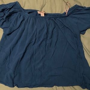 Light blue off the shoulder crop top